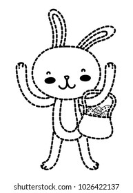 dotted shape rabbit animal with eggs easter inside hamper