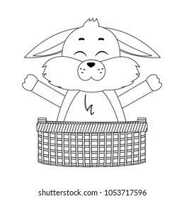 dotted shape rabbit animal with open hands inside hamper