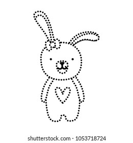dotted shape rabbit female animal with ribbon bow