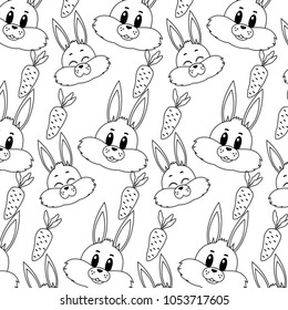 dotted shape rabbit head animal and carrot background