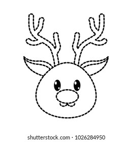 dotted shape reindeer head cute animal character