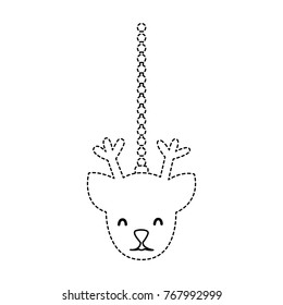 dotted shape reindeer head hanging to merry christmas decoration