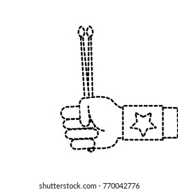 dotted shape rocker hand with bracelet and drumsticks object