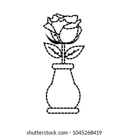 dotted shape rose petals with leaves inside crystal jar