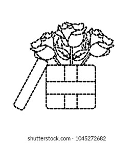 dotted shape roses petals with leaves inside present box