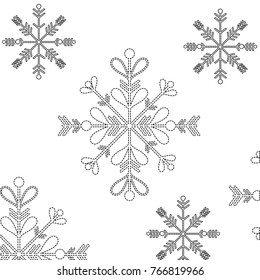 dotted shape rustic plant with natural leaves design background, snowflakes