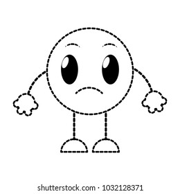 dotted shape sad emoji expression with arms and legs