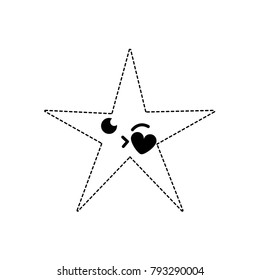 dotted shape shiny star kiss kawaii cartoon