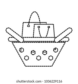 dotted shape shopping bag inside commer basket shop