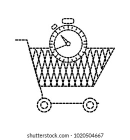 dotted shape shopping car and chronometer time object