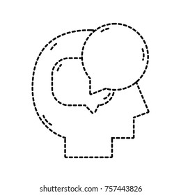 dotted shape silhouette man with chat bubbles messages inside