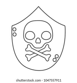 dotted shape skull with bones death danger symbol