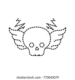 dotted shape skull with wings rock art symbol