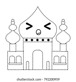 dotted shape sleeping taj mahal kawaii cartoon