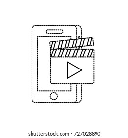 dotted shape smartphone technology with clapperboard video