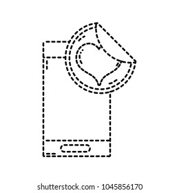 dotted shape smartphone technology with heart sticker label