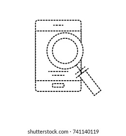 dotted shape smartphone technology information with magnifying glass
