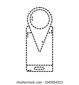 dotted shape smartphone technology with location symbol map