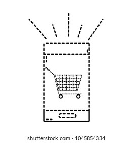 dotted shape smartphone technology with market shopping cart