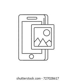 dotted shape smartphone technology with picture icon