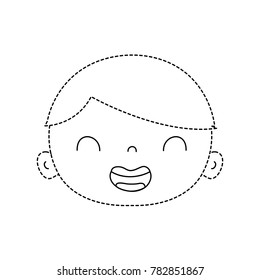 dotted shape smile avatar boy face with hair