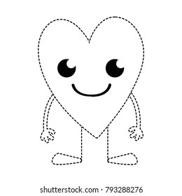 dotted shape smile heart kawaii with arms and legs