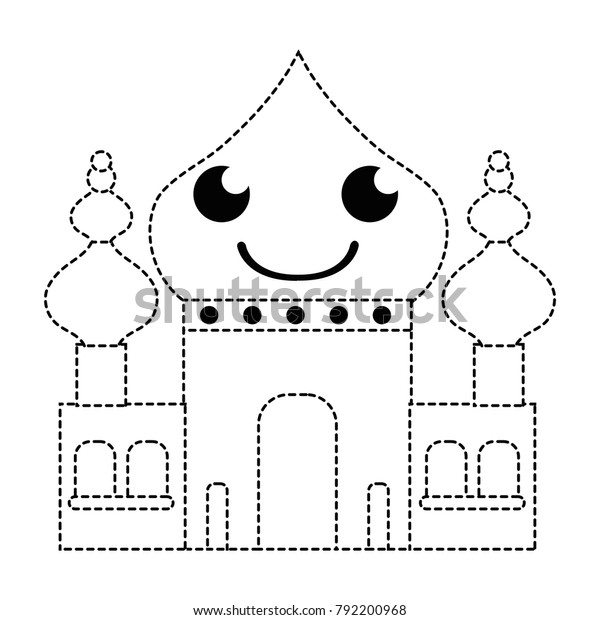Dotted Shape Smile Taj Mahal Kawaii Stock Vector (Royalty Free ...