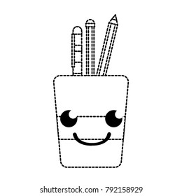 dotted shape smile tools cup kawaii cartoon
