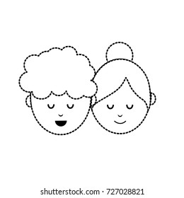 dotted shape social clouple head with hairstyle design