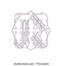 dotted shape square with geometric memphis style background