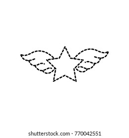 dotted shape star with wings rock symbol art