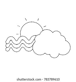 dotted shape sun and bright rainbow with cloud in the sky