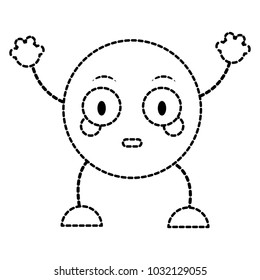 dotted shape surprised emoji expression with arms and legs