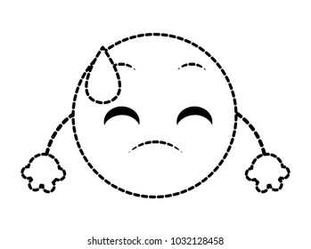dotted shape sweating emoji face expression with arms
