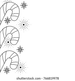 dotted shape sweet walking stick and branches leaves background, candy cane