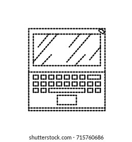 dotted shape technology laptop to social information connect