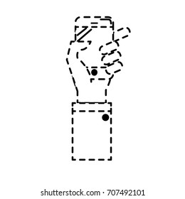 dotted shape technology smartphone in the hand to digital communication