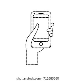 dotted shape technology smartphone in the hand