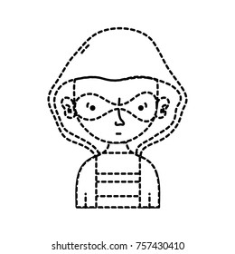 dotted shape thief criminal with mask and coat hood