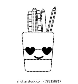 dotted shape tools cup in love kawaii cartoon