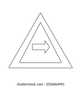 dotted shape triangle warning notices with turn right sign