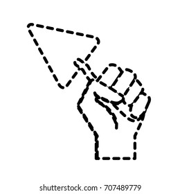 dotted shape triangular spatula equipment service industry repair in the hand