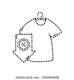 dotted shape t-shirt clothes and arrow with label percent