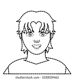 dotted shape user man with casual shirt and hair