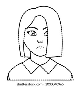 dotted shape user woman with blouse and hairstyle design