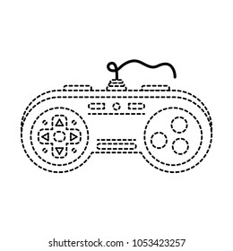 dotted shape videogame console control with button design vector illustration