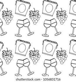 dotted shape wine glass with grape fruit and bucket background