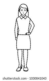 dotted shape woman with elegan blouse and hairstyle design