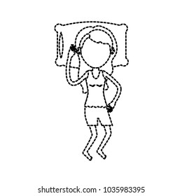 dotted shape woman with hairstyle desing sleeping