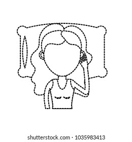 dotted shape woman with hairstyle desing sleeping